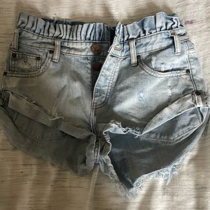 One teaspoon denim jeans shorts paper bag distressed cutoffs pleated 24